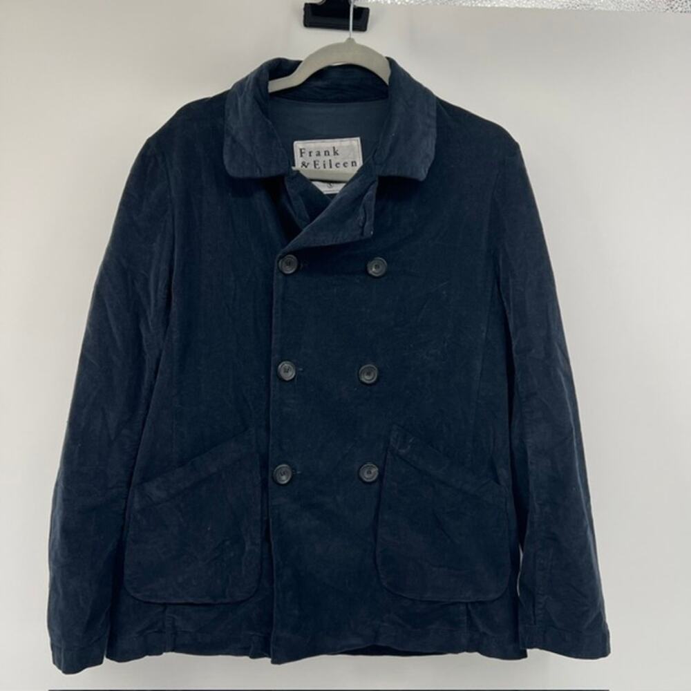 Frank & Eileen Belfast Peacoat Jacket Womens S DoubleBreasted Corduroy Dark Navy